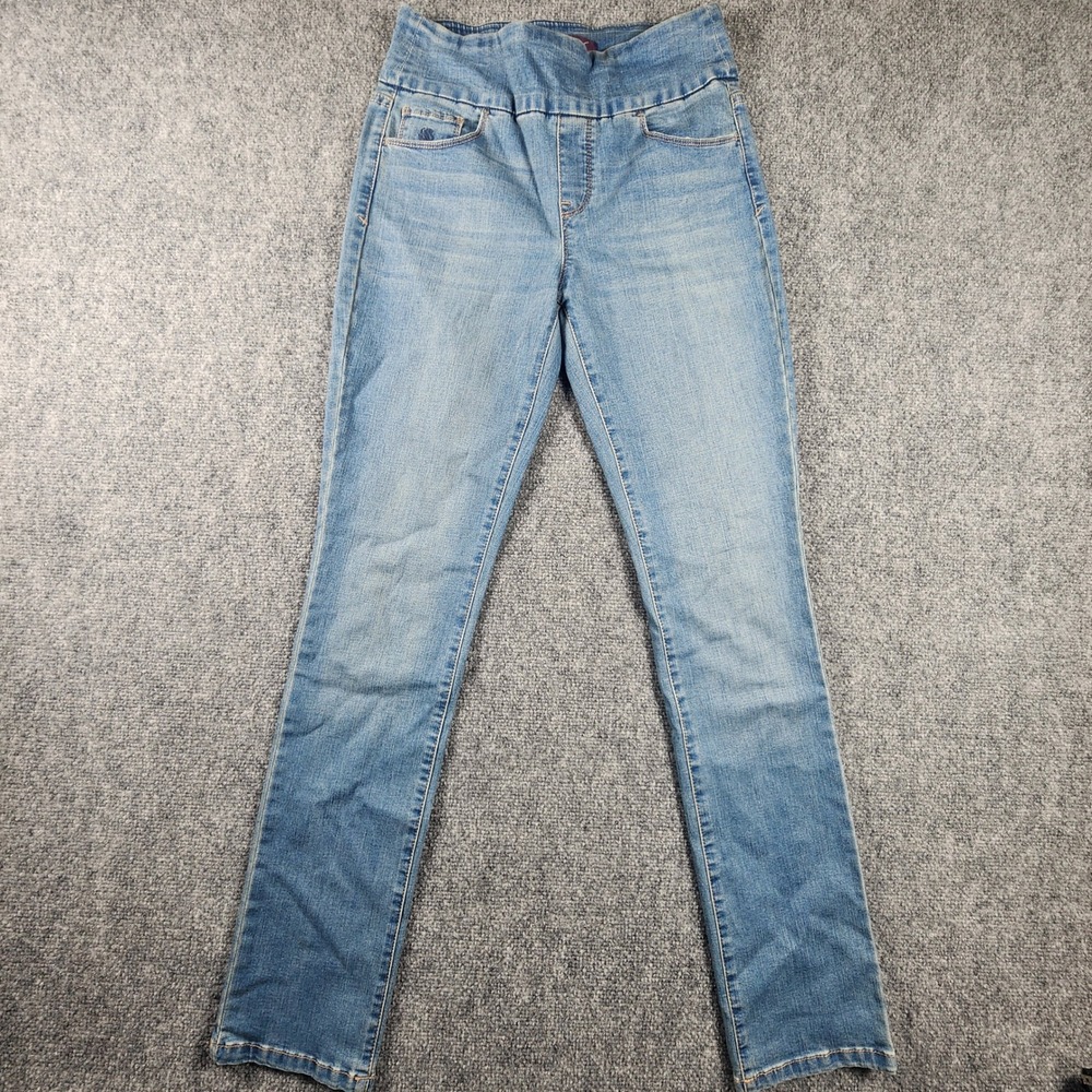 Gloria Vanderbilt Amanda Pull On Jeans Womens 4 Light Wash Straight Leg Stretch